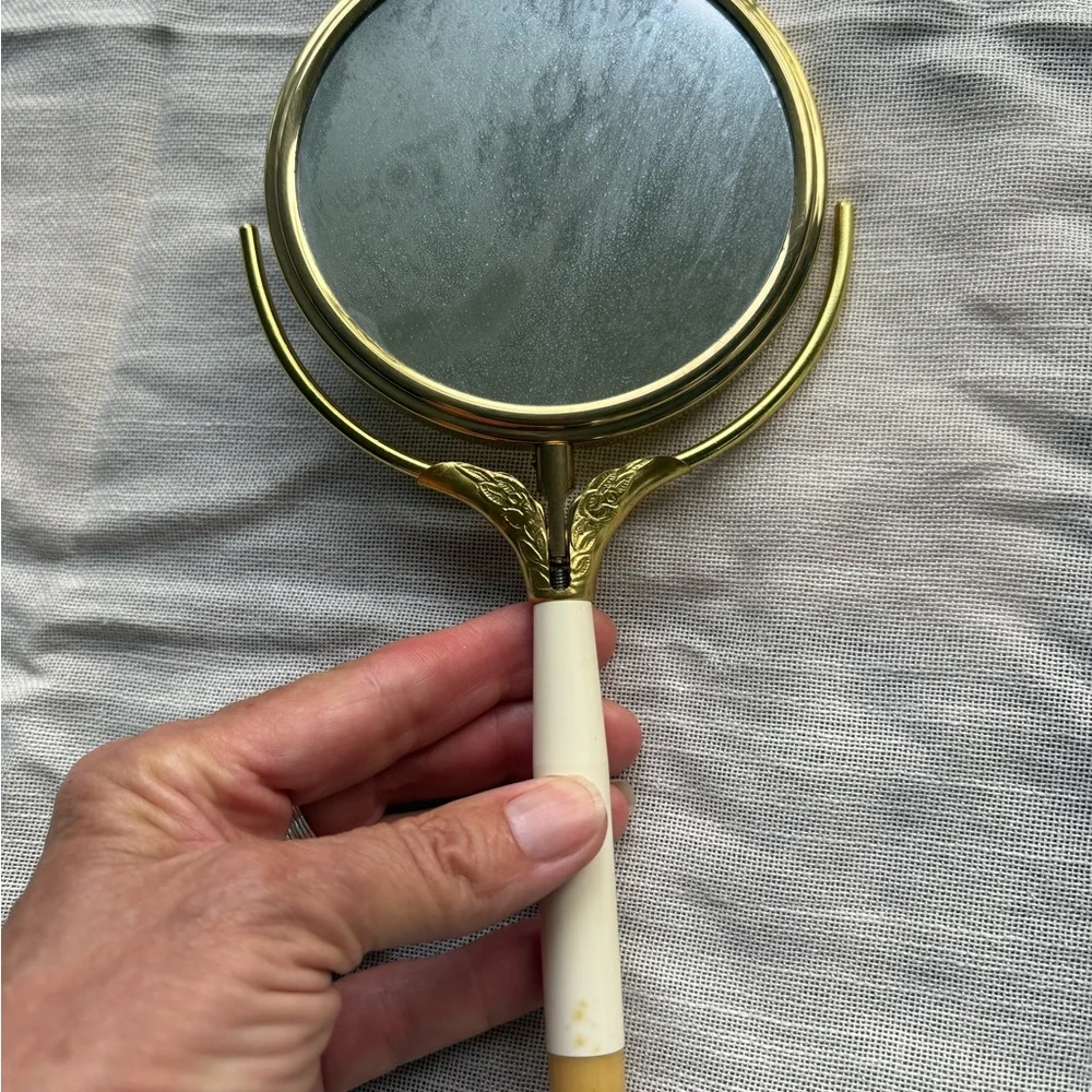 Vintage Gold and Cream Handheld Mirror